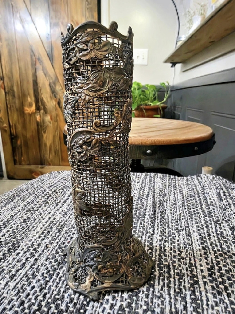 Ornate Metal Decorative Vase Brown